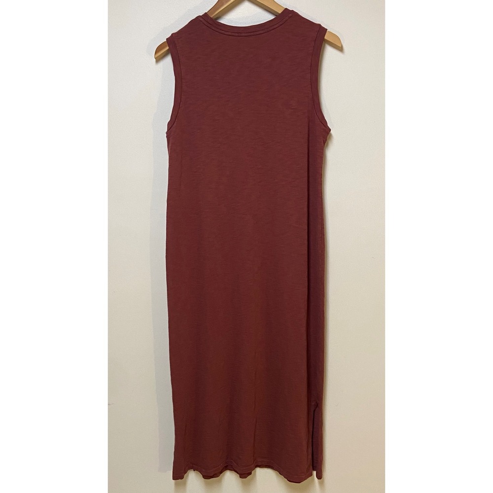 Universal Thread Midi Dress Women Medium Rust Red Cotton Sleeveless Slub Knit - Picture 2 of 8